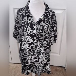 Mango Bay Short Sleeve Button Up Beaded Shirt   Size 1X